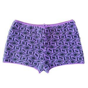 Dancer’s Purple and Black Patterned Knit Shorts